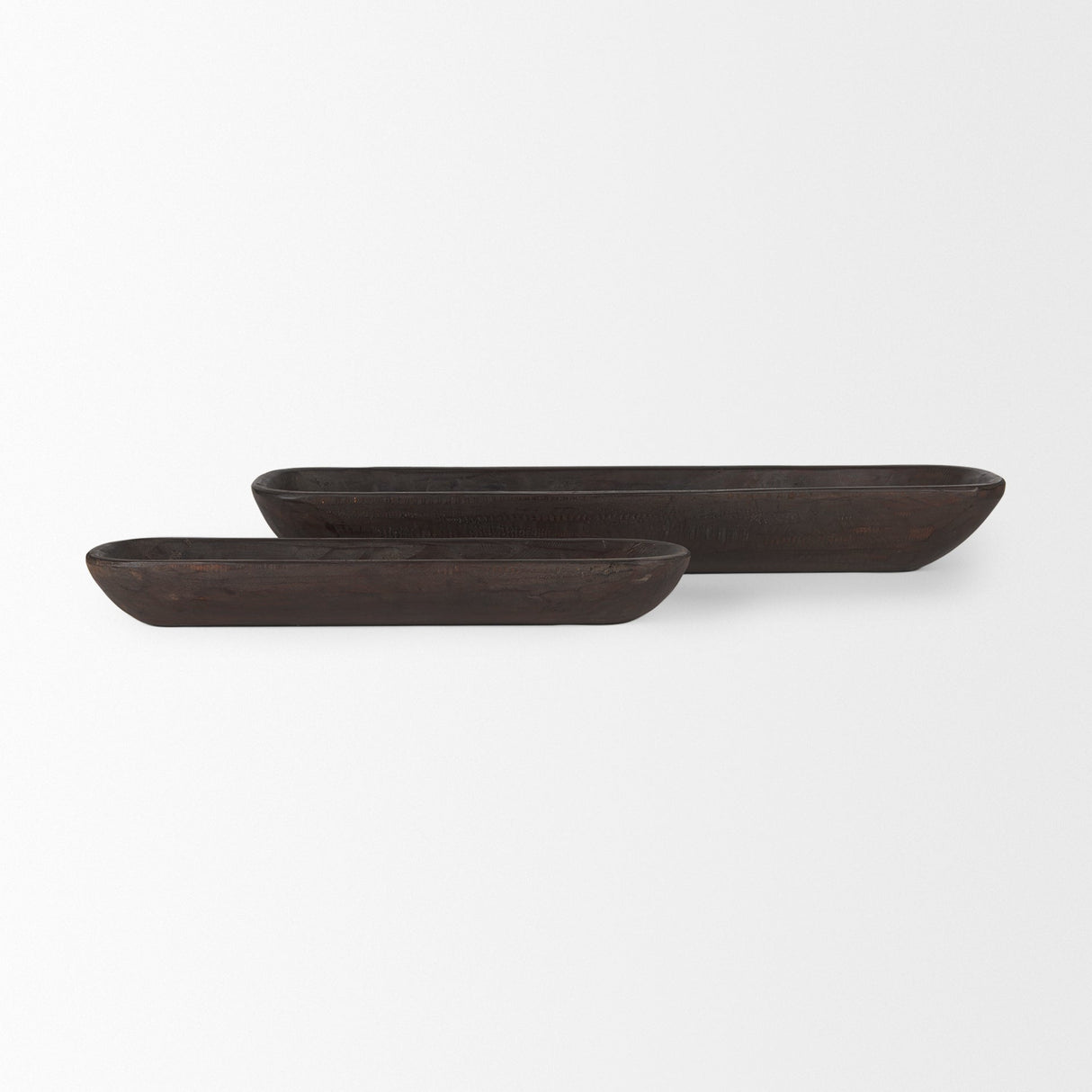 Athena Set of 2 Extra Large Black-Brown Reclaimed Wood Trays by Mercana at Eve Furniture