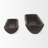 Athena Set of 2 Extra Large Black-Brown Reclaimed Wood Trays by Mercana at Eve Furniture