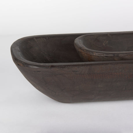 Athena Set of 2 Extra Large Black-Brown Reclaimed Wood Trays by Mercana at Eve Furniture