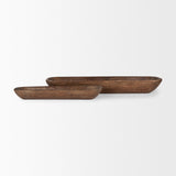 Athena Set of 2 Extra Large Medium Brown Reclaimed Wood Trays by Mercana at Eve Furniture