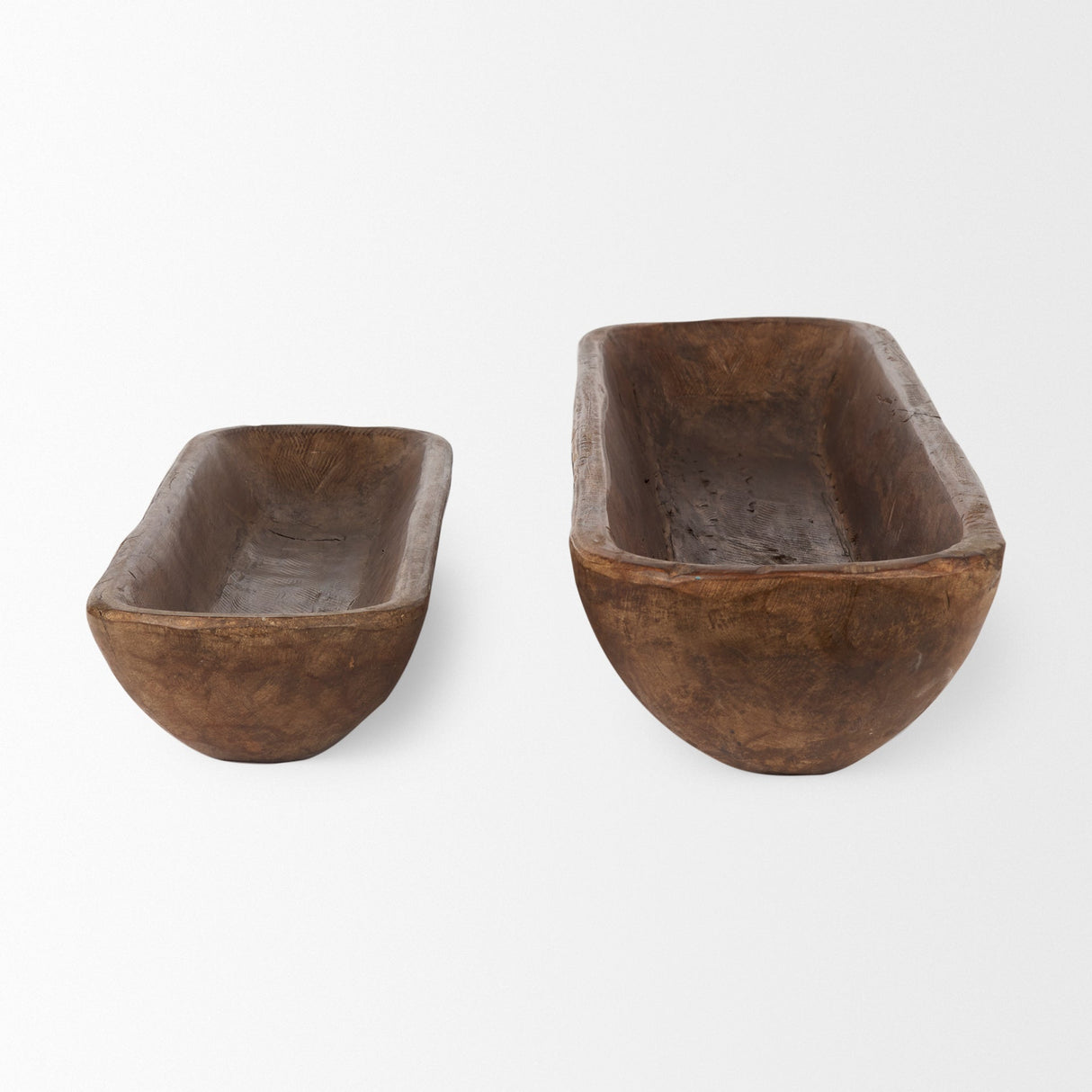 Athena Set of 2 Extra Large Medium Brown Reclaimed Wood Trays by Mercana at Eve Furniture