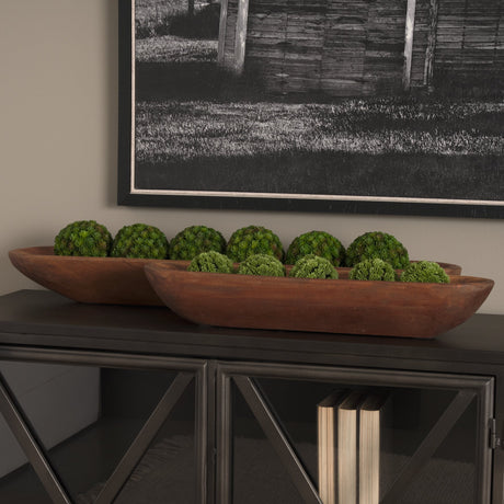 Athena Set of 2 Extra Large Medium Brown Reclaimed Wood Trays by Mercana at Eve Furniture