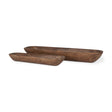 Athena Set of 2 Extra Large Medium Brown Reclaimed Wood Trays by Mercana at Eve Furniture