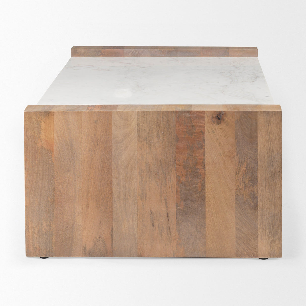 Athens 48.0L x 28.0W x 16.0H Light Brown Wood and White Marble Coffee Table by Mercana at Eve Furniture