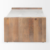 Athens 48.0L x 28.0W x 16.0H Light Brown Wood and White Marble Coffee Table by Mercana at Eve Furniture