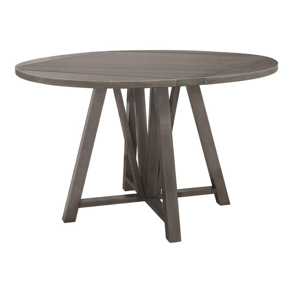 Athens Barn Gray Round Counter Height Table with Drop Leaf