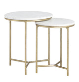 Athens White/Gold 2-Piece Nested End Tables by Crestview at Eve Furniture
