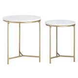Athens White/Gold 2-Piece Nested End Tables by Crestview at Eve Furniture
