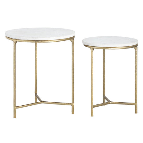 Athens White/Gold 2-Piece Nested End Tables by Crestview at Eve Furniture