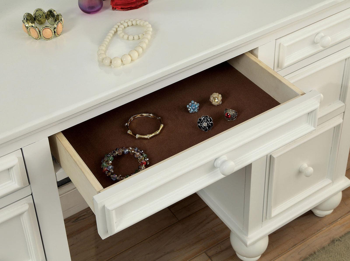 Athy White Vanity w/ Stool by Furniture of America at Eve Furniture