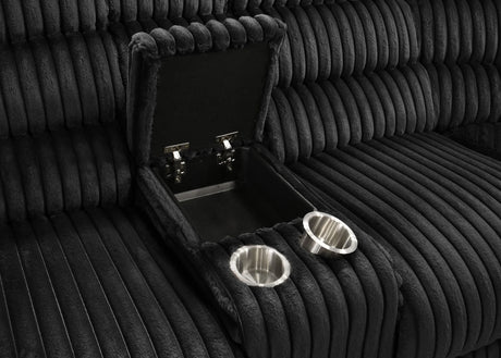 Atkinson Black Upholstered Reclining Sectional Sofa by Coaster at Eve Furniture