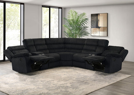 Atkinson Black Upholstered Reclining Sectional Sofa by Coaster at Eve Furniture