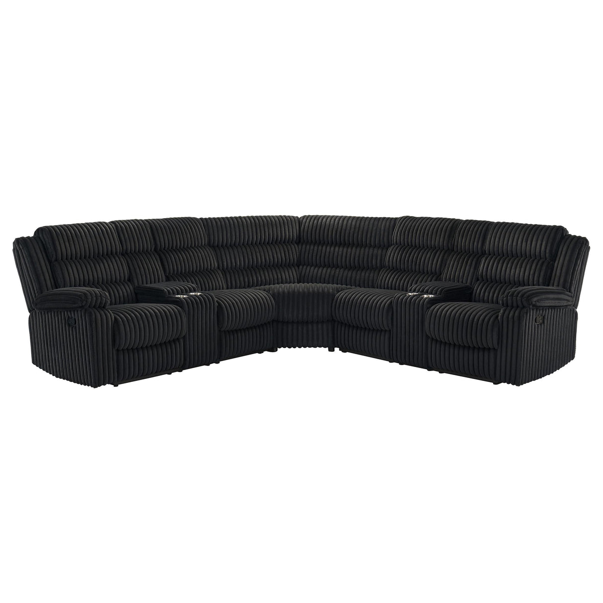Atkinson Black Upholstered Reclining Sectional Sofa by Coaster at Eve Furniture