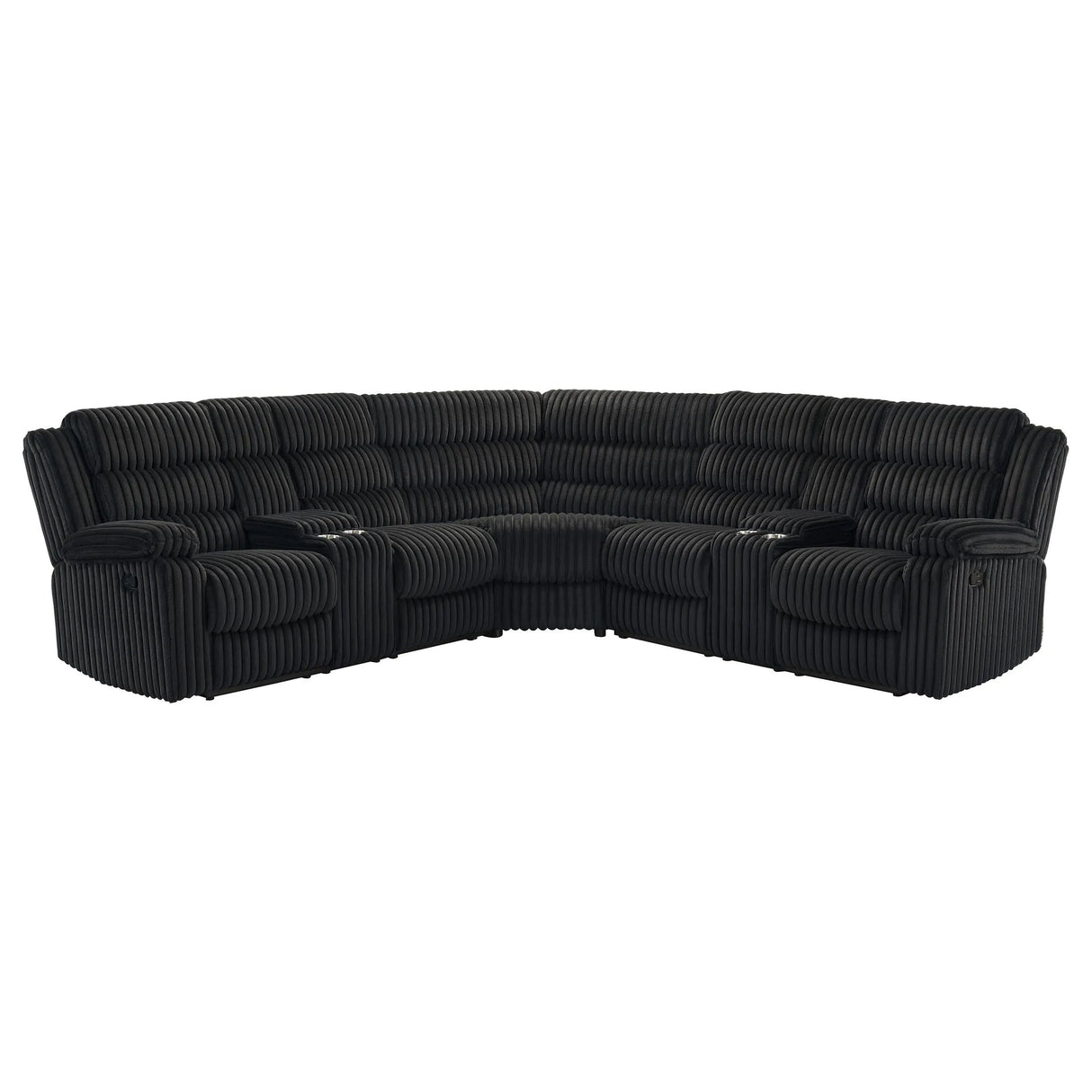 Atkinson Black Upholstered Reclining Sectional Sofa by Coaster at Eve Furniture