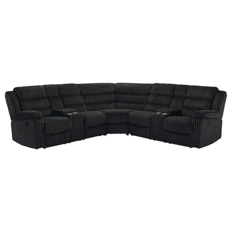 Atkinson Black Upholstered Reclining Sectional Sofa by Coaster at Eve Furniture