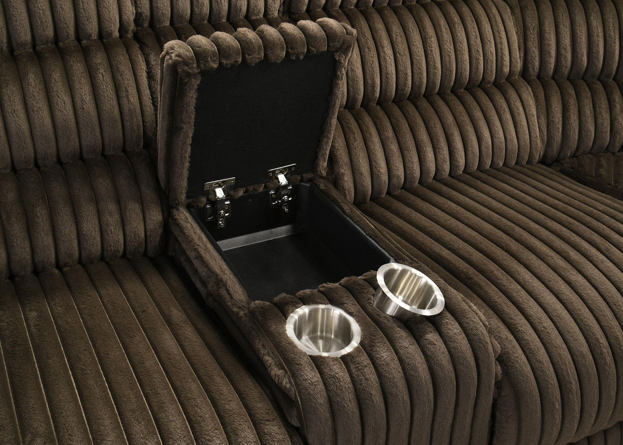 Atkinson Chocolate Upholstered Reclining Sectional Sofa by Coaster at Eve Furniture