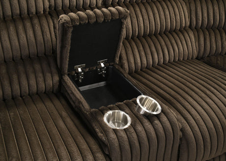 Atkinson Chocolate Upholstered Reclining Sectional Sofa by Coaster at Eve Furniture