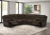 Atkinson Chocolate Upholstered Reclining Sectional Sofa by Coaster at Eve Furniture