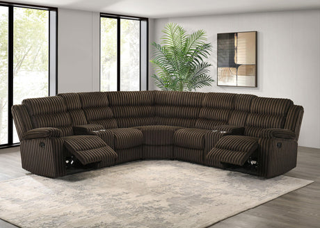 Atkinson Chocolate Upholstered Reclining Sectional Sofa by Coaster at Eve Furniture