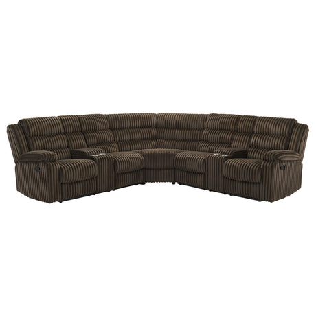 Atkinson Chocolate Upholstered Reclining Sectional Sofa by Coaster at Eve Furniture