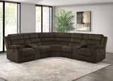 Atkinson Chocolate Upholstered Reclining Sectional Sofa by Coaster at Eve Furniture