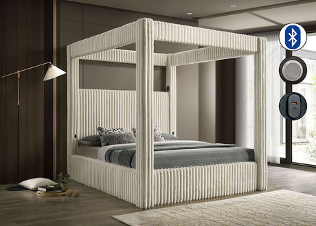 Atlam Cream King Platform Bed by New Era Innovations at Eve Furniture