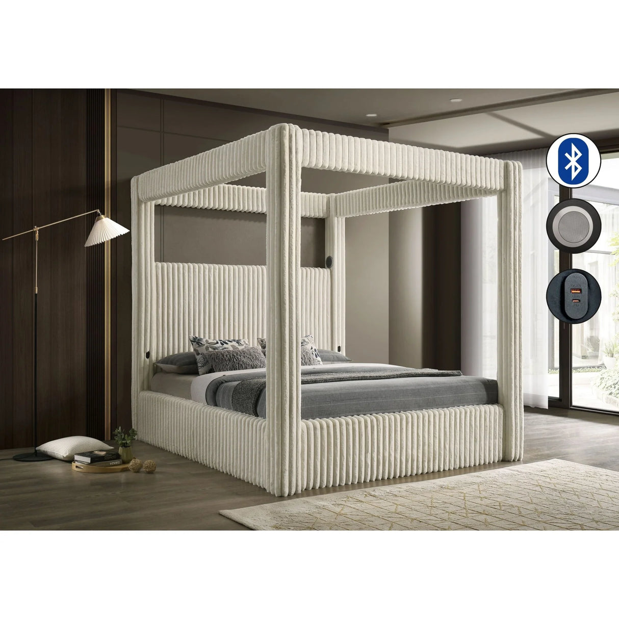 Atlam Cream Queen Platform Bed by New Era Innovations at Eve Furniture