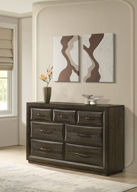 Atlas 7-drawer Bedroom Dresser Cabinet Dark Oak by Coaster at Eve Furniture