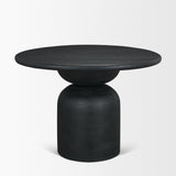 Atlas Black Wood Stacked Pedestal Base Round Dining Table by Mercana at Eve Furniture