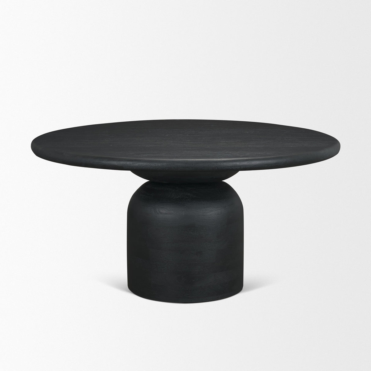 Atlas Black Wood Stacked Pedestal Base Round Dining Table by Mercana at Eve Furniture