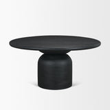 Atlas Black Wood Stacked Pedestal Base Round Dining Table by Mercana at Eve Furniture