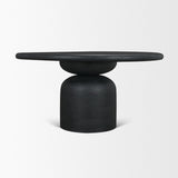 Atlas Black Wood Stacked Pedestal Base Round Dining Table by Mercana at Eve Furniture