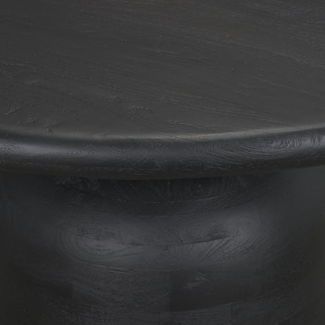 Atlas Black Wood Stacked Pedestal Base Round Dining Table by Mercana at Eve Furniture