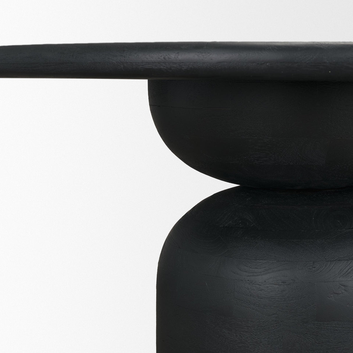 Atlas Black Wood Stacked Pedestal Base Round Dining Table by Mercana at Eve Furniture