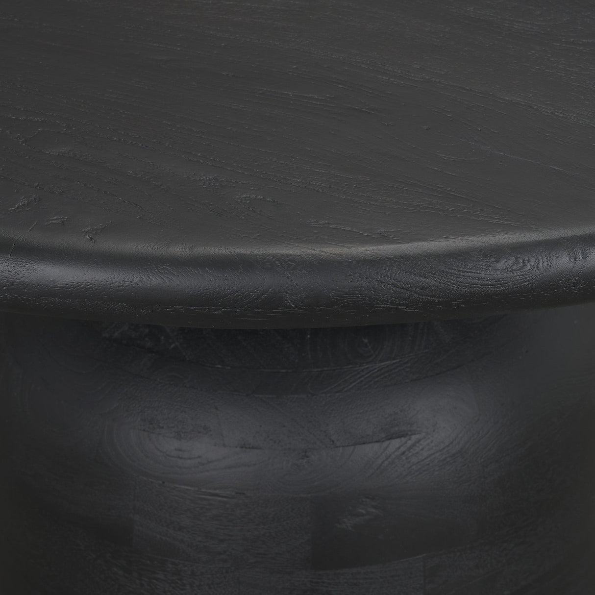 Atlas Black Wood Stacked Pedestal Base Round Dining Table by Mercana at Eve Furniture