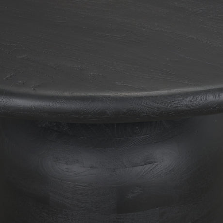 Atlas Black Wood Stacked Pedestal Base Round Dining Table by Mercana at Eve Furniture
