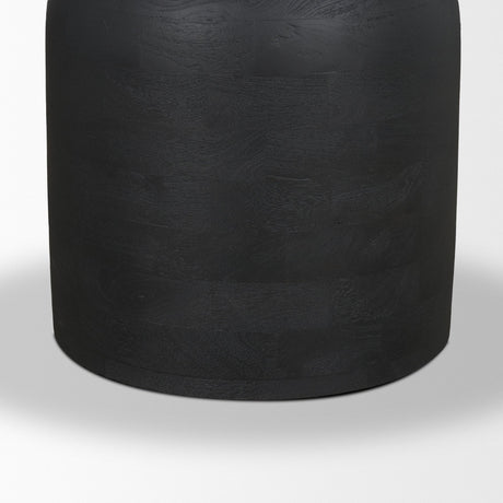 Atlas Black Wood Stacked Pedestal Base Round Dining Table by Mercana at Eve Furniture