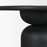 Atlas Black Wood Stacked Pedestal Base Round Dining Table by Mercana at Eve Furniture