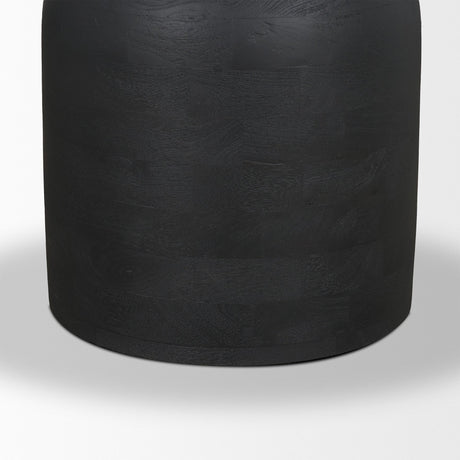 Atlas Black Wood Stacked Pedestal Base Round Dining Table by Mercana at Eve Furniture