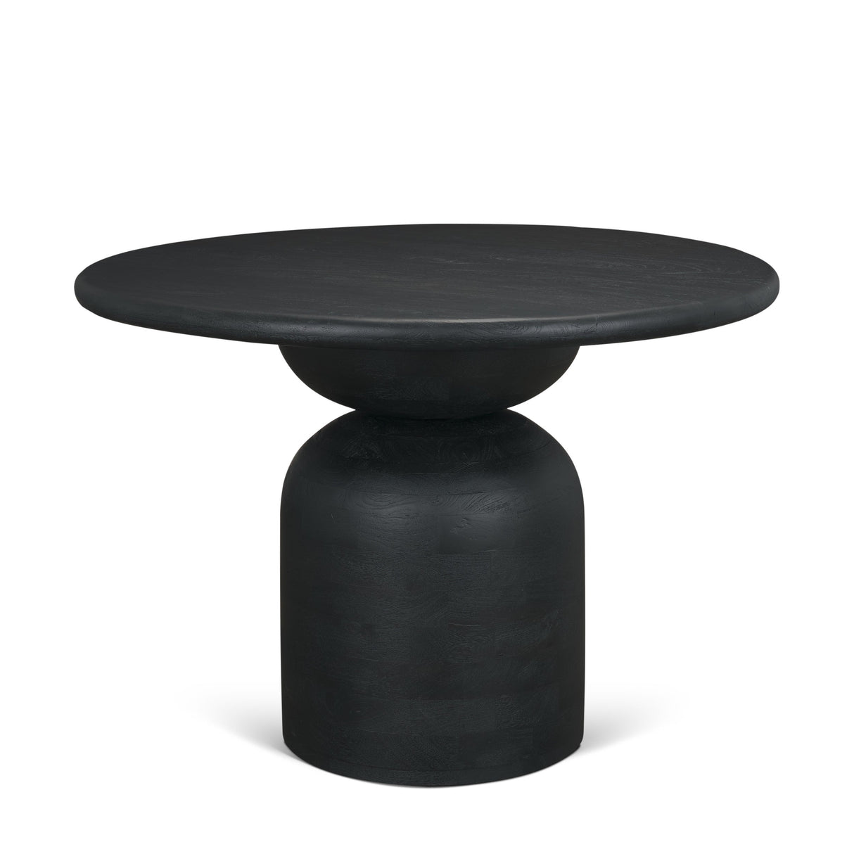 Atlas Black Wood Stacked Pedestal Base Round Dining Table by Mercana at Eve Furniture