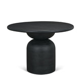 Atlas Black Wood Stacked Pedestal Base Round Dining Table by Mercana at Eve Furniture