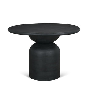 Atlas Black Wood Stacked Pedestal Base Round Dining Table by Mercana at Eve Furniture