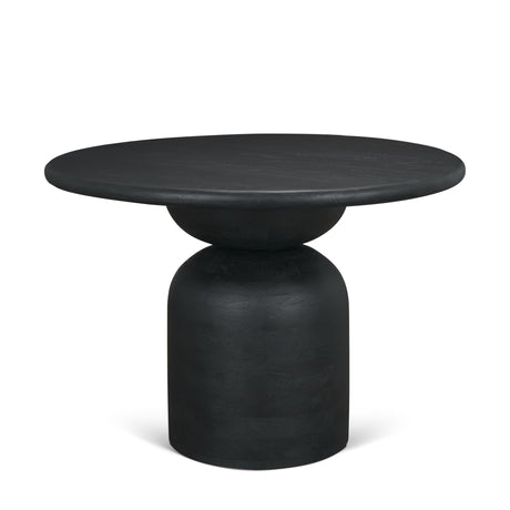 Atlas Black Wood Stacked Pedestal Base Round Dining Table by Mercana at Eve Furniture