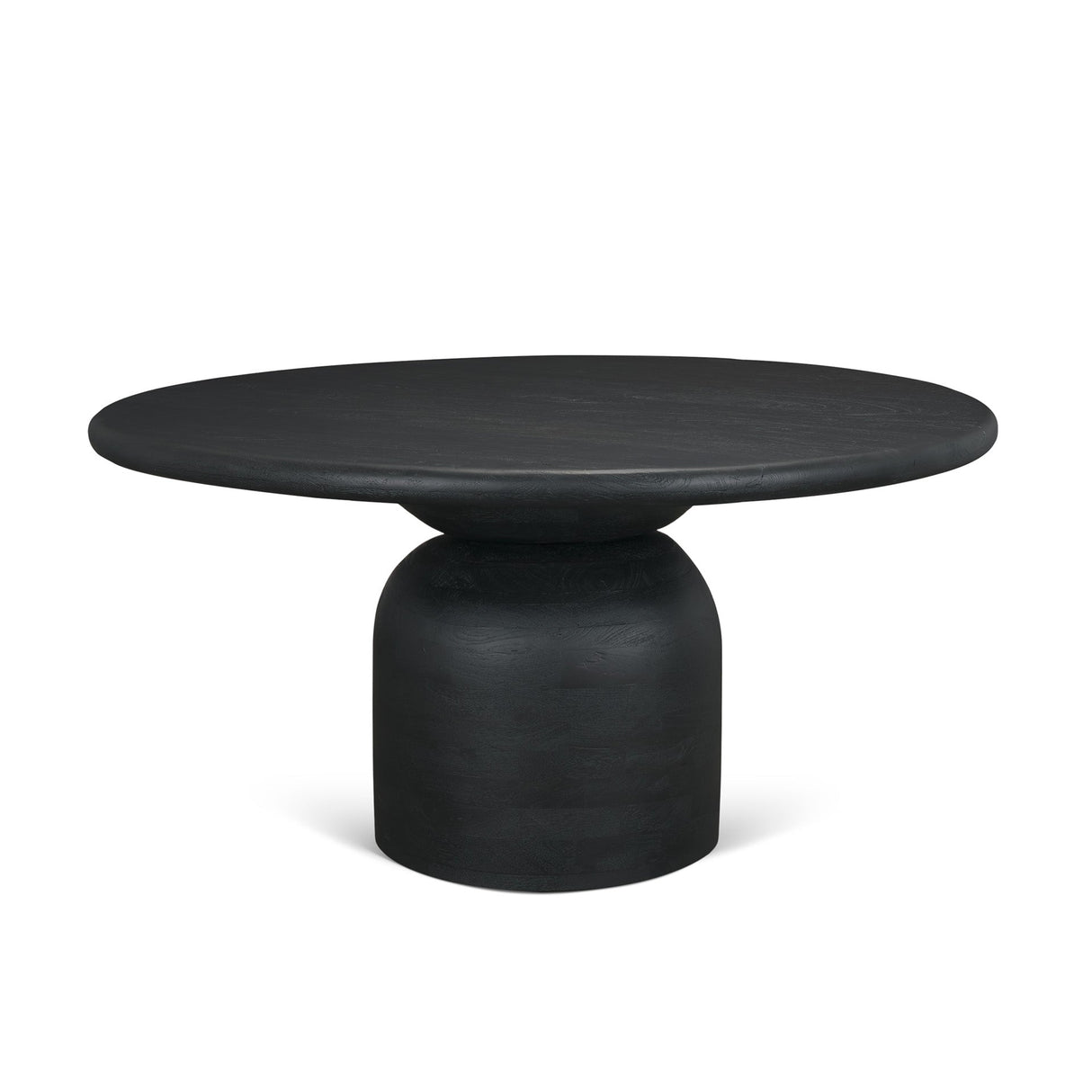 Atlas Black Wood Stacked Pedestal Base Round Dining Table by Mercana at Eve Furniture