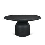Atlas Black Wood Stacked Pedestal Base Round Dining Table by Mercana at Eve Furniture