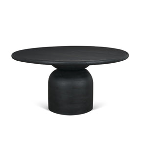 Atlas Black Wood Stacked Pedestal Base Round Dining Table by Mercana at Eve Furniture