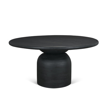 Atlas Black Wood Stacked Pedestal Base Round Dining Table by Mercana at Eve Furniture