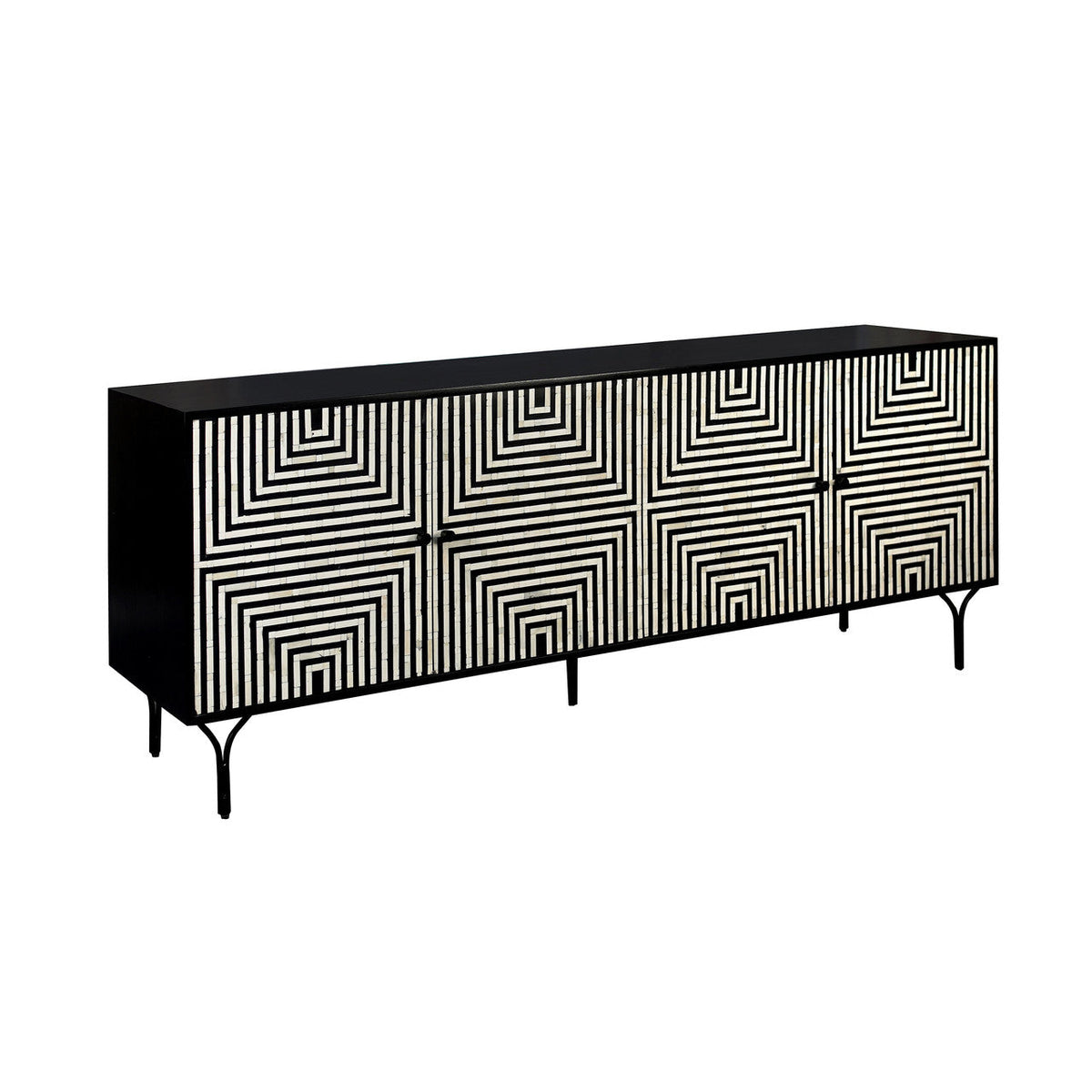 Atlas Black/Cream Four-Door Sideboard by Crestview at Eve Furniture