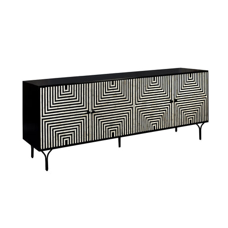 Atlas Black/Cream Four-Door Sideboard by Crestview at Eve Furniture