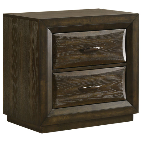 Atlas Dark Oak 2-drawer Bedroom Nightstand Bedside Table by Coaster at Eve Furniture